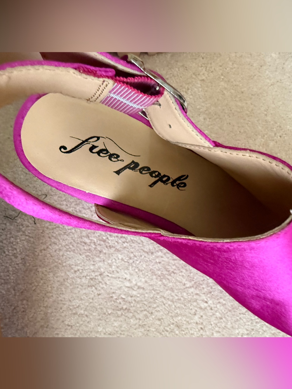 Free People Fuchsia Slingback Heels Nicola Wedge Sandle Sz 8 nwot